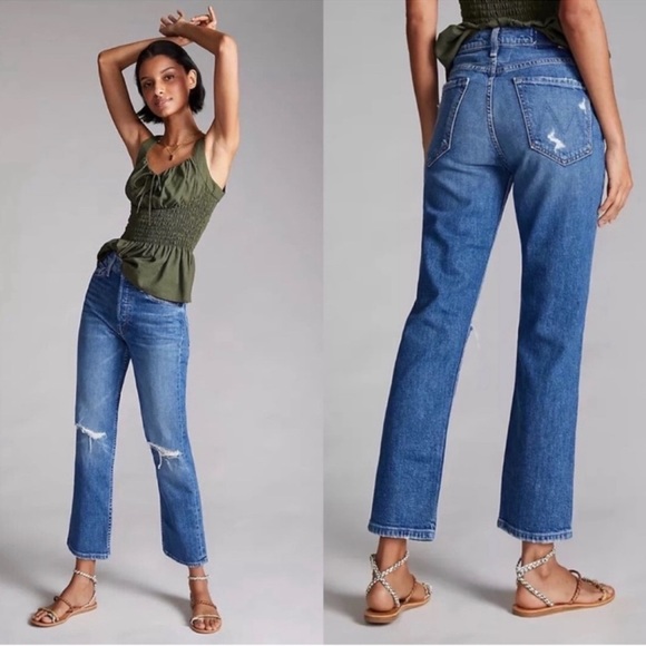 MOTHER Blue Straight Leg Jeans - Picture 1 of 13